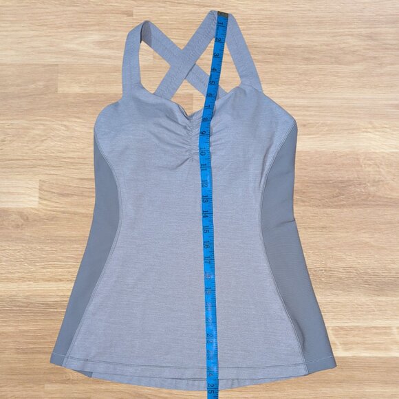 Lululemon Core Kicker Slim-Fitting Tank Top Heather Gray Pink Wide Straps Cross - Picture 13 of 16